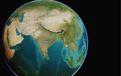 World map zooming toward a location