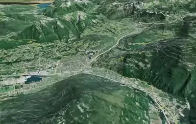 Animated route across a 3D map