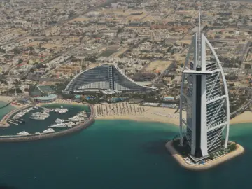 Aerial view of Dubai's coastline